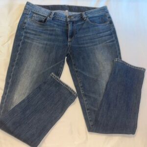 Paige Jeans Dark Wash Straight Leg Size 27 Monica Low Rise Distressed